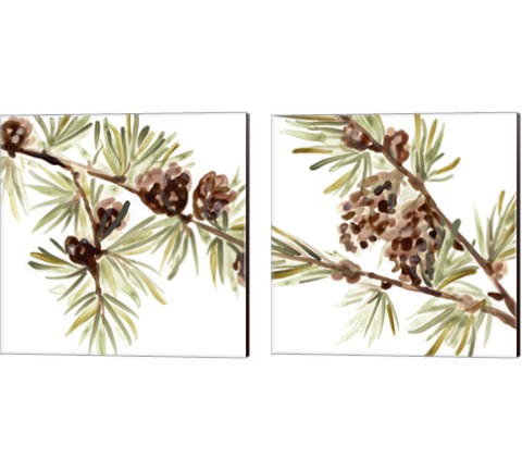 Simple Pine Cone 2 Piece Canvas Print Set by June Erica Vess