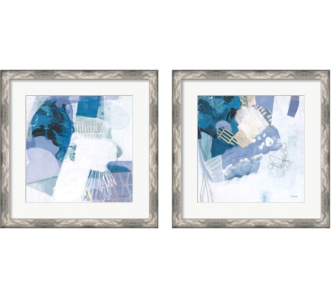 Abstract Layers Blue 2 Piece Framed Art Print Set by Kathy Ferguson