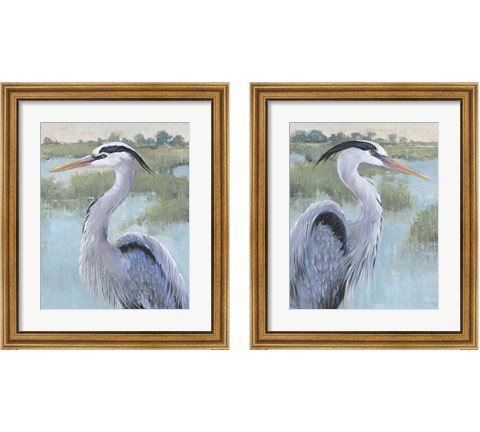 Blue Heron Portrait 2 Piece Framed Art Print Set by Timothy O'Toole