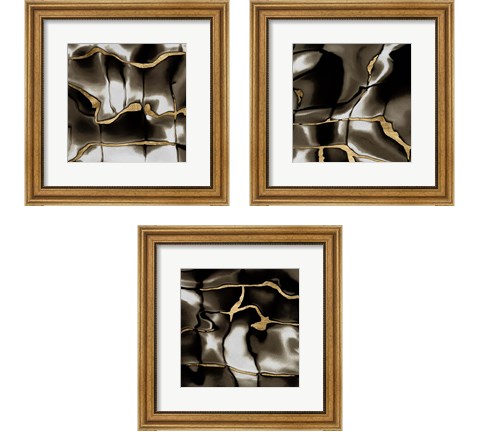 Golden Shimmer  3 Piece Framed Art Print Set by Alonzo Saunders