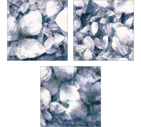 Blue Shaded Leaves 3 Piece Art Print Set by Alonzo Saunders