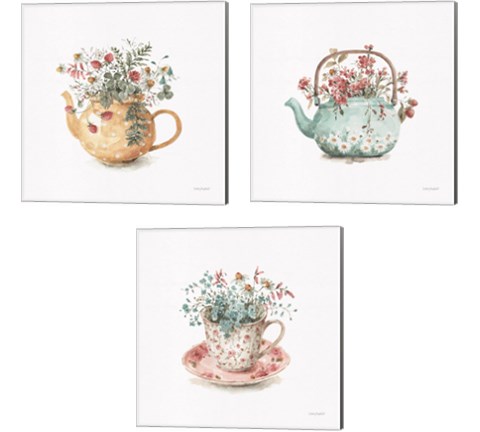 Garden Tea 3 Piece Canvas Print Set by Lisa Audit