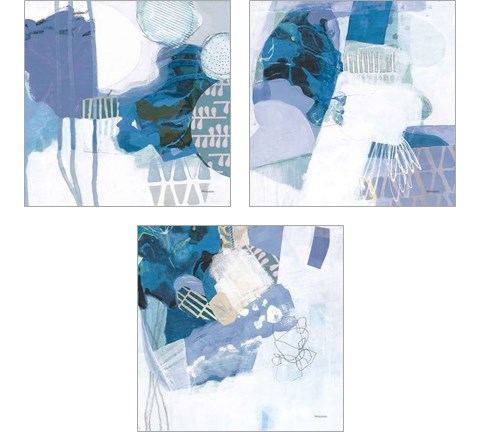 Abstract Layers Blue 3 Piece Art Print Set by Kathy Ferguson