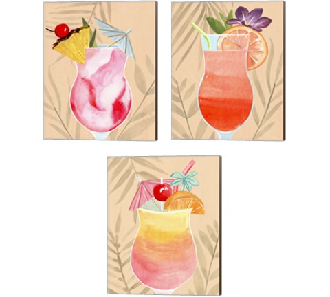 Tropical Cocktail 3 Piece Canvas Print Set by Annie Warren
