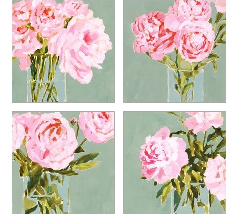 Popping Peonies 4 Piece Art Print Set by Victoria Barnes