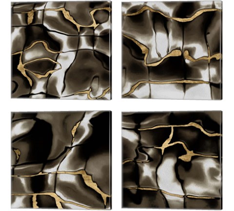 Golden Shimmer  4 Piece Canvas Print Set by Alonzo Saunders