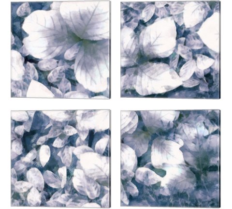 Blue Shaded Leaves 4 Piece Canvas Print Set by Alonzo Saunders