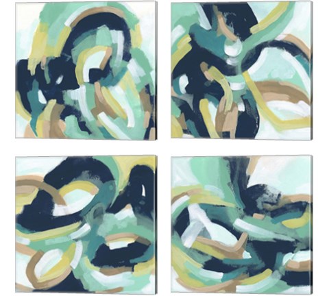 Mint Synergy 4 Piece Canvas Print Set by June Erica Vess