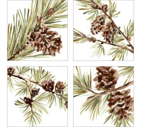 Simple Pine Cone 4 Piece Art Print Set by June Erica Vess