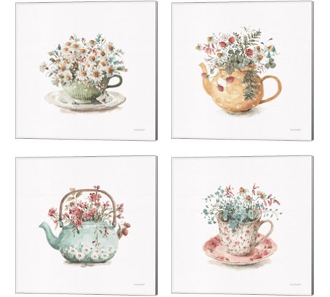 Garden Tea 4 Piece Canvas Print Set by Lisa Audit