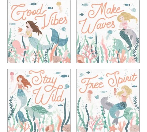 Under the Sea 4 Piece Art Print Set by Laura Marshall