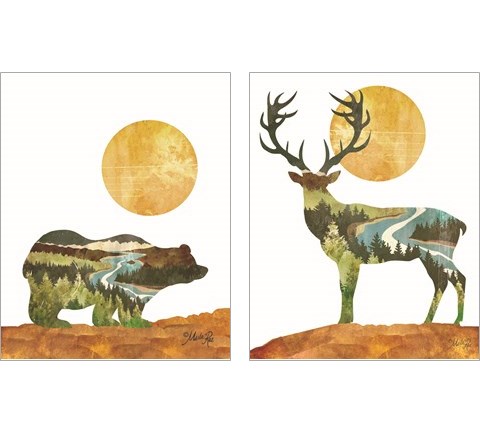 Forest Deer & Bear 2 Piece Art Print Set by Marla Rae