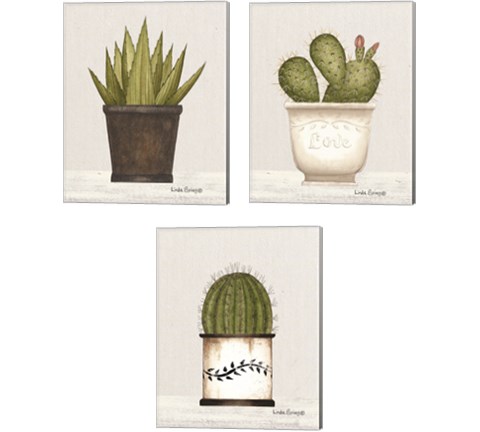 Potted 3 Piece Canvas Print Set by Linda Spivey
