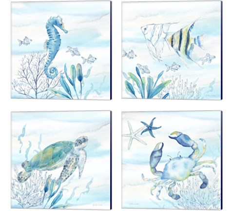 Great Blue Sea  4 Piece Canvas Print Set by Cynthia Coulter