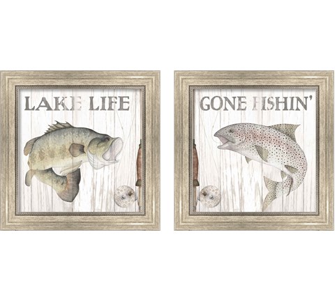 Lake Fishing 2 Piece Framed Art Print Set by Wild Apple Portfolio