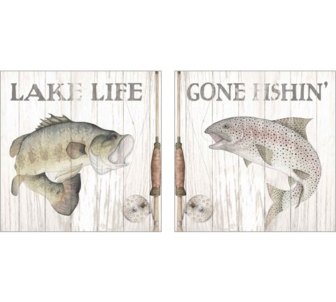 Lake Fishing 2 Piece Art Print Set by Wild Apple Portfolio