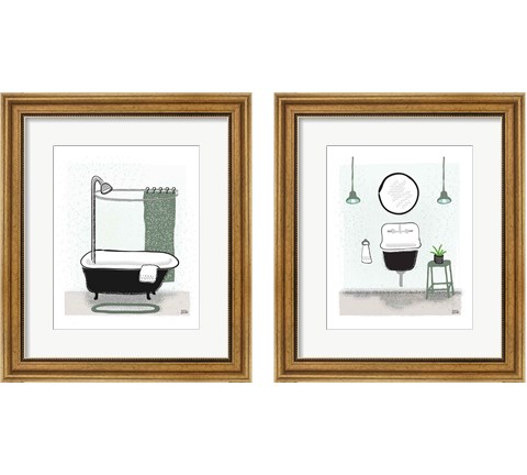 Sage Bath 2 Piece Framed Art Print Set by Melissa Averinos