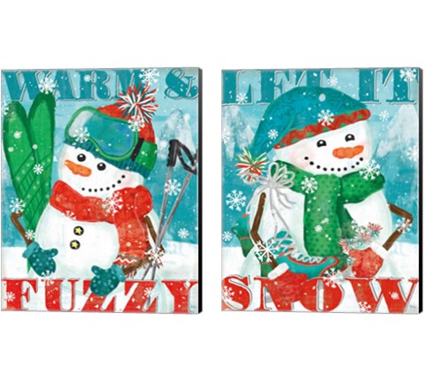 Snowy Fun 2 Piece Canvas Print Set by Veronique Charron