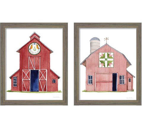 Life on the Farm Barn Element 2 Piece Framed Art Print Set by Kathleen Parr McKenna