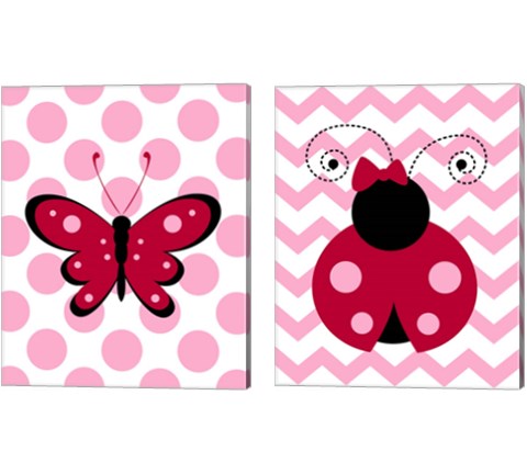 Ladybug & Butterfly Kids 2 Piece Canvas Print Set by Tamara Robinson