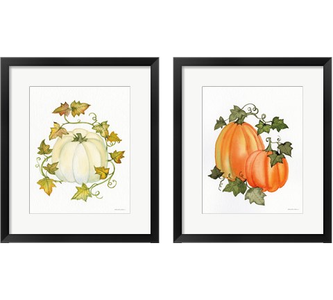 Pumpkin and Vines 2 Piece Framed Art Print Set by Kathleen Parr McKenna