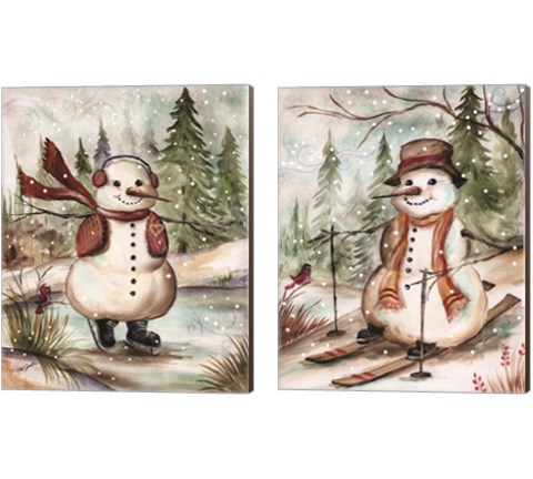 Country Snowman 2 Piece Canvas Print Set by Tre Sorelle Studios