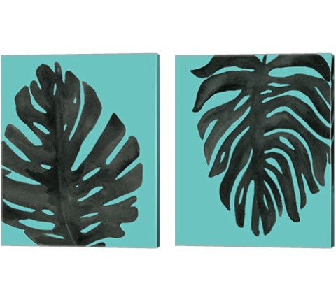 Tropical Palm Turquoise 2 Piece Canvas Print Set by Wild Apple Portfolio