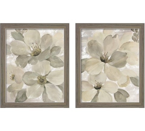 White on White Floral 2 Piece Framed Art Print Set by Silvia Vassileva