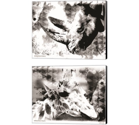 Modern Black & White Safari Animal 2 Piece Canvas Print Set by Bluebird Barn