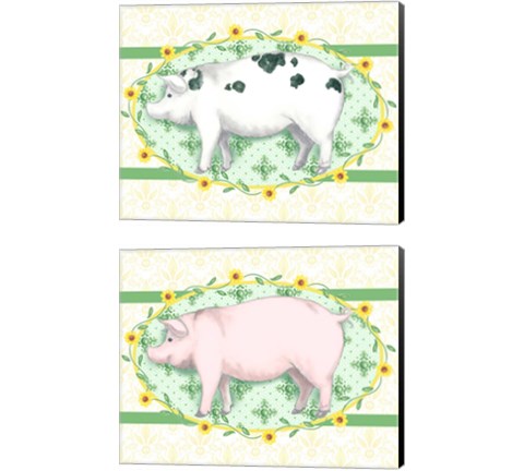 Piggy Wiggy 2 Piece Canvas Print Set by Andi Metz
