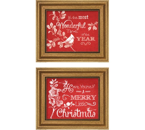 Chalkboard Christmas Sayings on Red 2 Piece Framed Art Print Set by Beth Grove