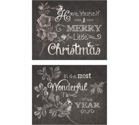 Chalkboard Christmas Sayings 2 Piece Art Print Set by Beth Grove
