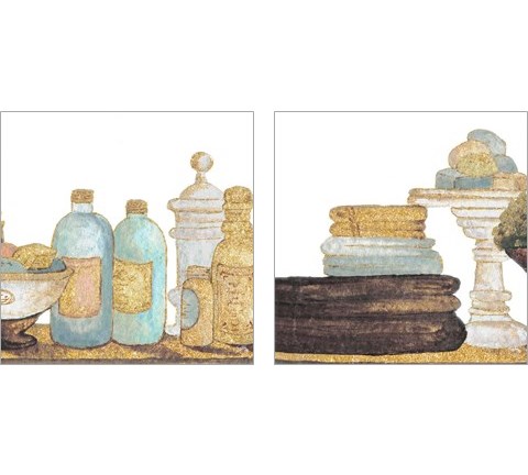 Gold Bath Accessories 2 Piece Art Print Set by Elizabeth Medley