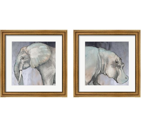 Safari Animal 2 Piece Framed Art Print Set by Elizabeth Medley