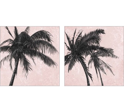 Gray Palm on Pink 2 Piece Art Print Set by Patricia Pinto