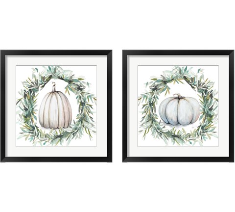 White Pumpkin With Garland 2 Piece Framed Art Print Set by Patricia Pinto