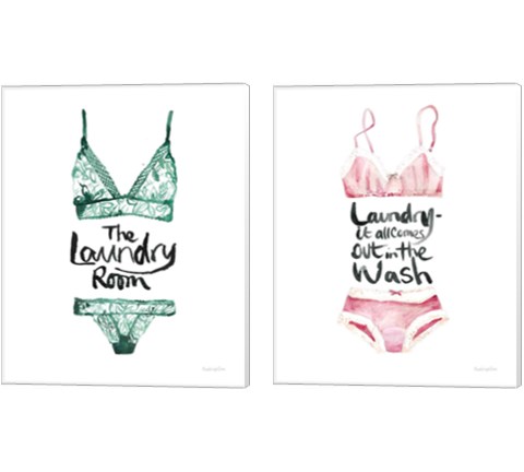Lingerie Laundry 2 Piece Canvas Print Set by Mercedes Lopez Charro