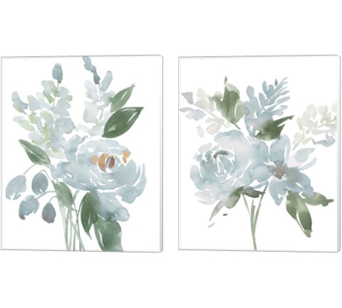 Restful Blue Floral 2 Piece Canvas Print Set by Lucille Price