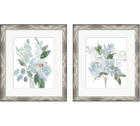 Restful Blue Floral 2 Piece Framed Art Print Set by Lucille Price