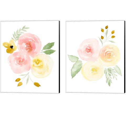 Watercolor Roses 2 Piece Canvas Print Set by Lucille Price
