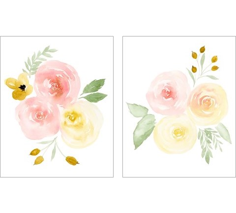 Watercolor Roses 2 Piece Art Print Set by Lucille Price
