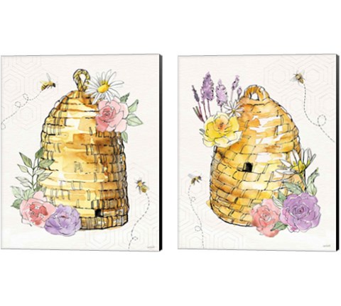 Honeybee Blossoms 2 Piece Canvas Print Set by Anne Tavoletti
