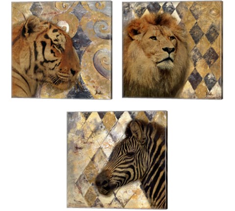 Golden Safari 3 Piece Canvas Print Set by Patricia Pinto