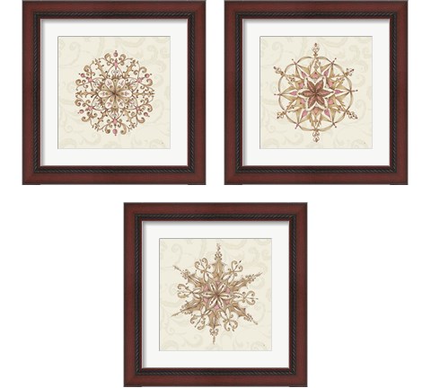 Elegant Season Snowflake 3 Piece Framed Art Print Set by Daphne Brissonnet