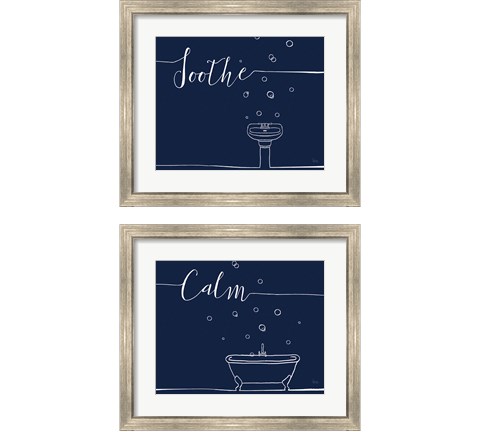 Underlined Bath Navy 2 Piece Framed Art Print Set by Veronique Charron