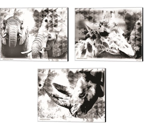 Modern Black & White Safari Animal 3 Piece Canvas Print Set by Bluebird Barn