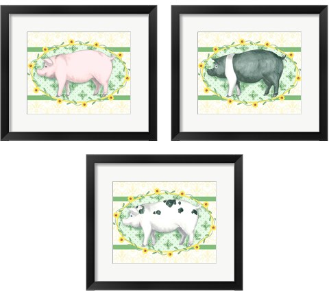 Piggy Wiggy 3 Piece Framed Art Print Set by Andi Metz