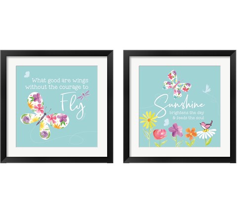 Dreams Take Flight on Blue 2 Piece Framed Art Print Set by Tara Reed