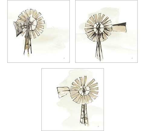 Windmill 3 Piece Art Print Set by Chris Paschke