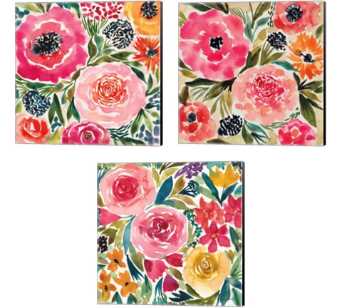 Summer Petals 3 Piece Canvas Print Set by Cheryl Warrick